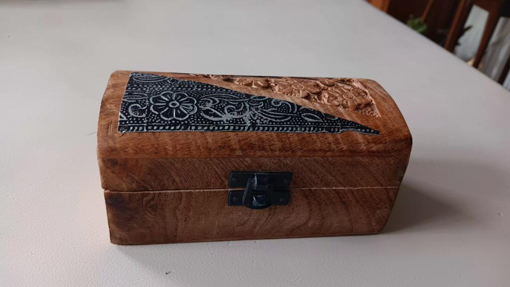 Teakhouten kistje met deksel., Huis en Inrichting, Woonaccessoires | Kisten, Minder dan 50 cm, Teakhout, Minder dan 50 cm, Ophalen of Verzenden