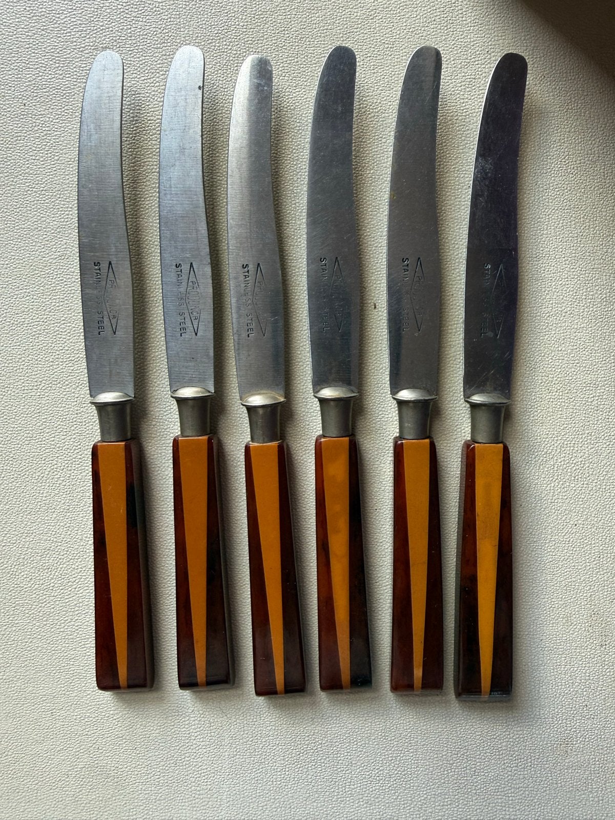 Set van 6 vintage fruitmesjes met bakelieten heft, Ophalen of Verzenden