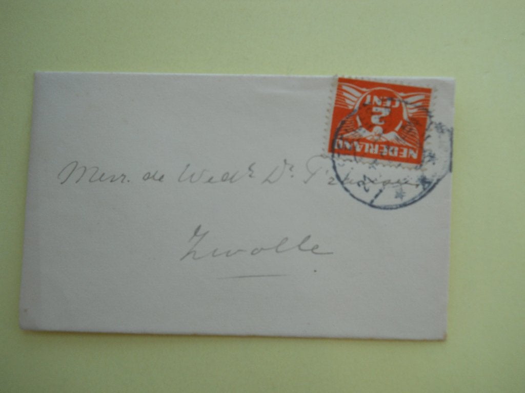 Nederland 1925 Briefje Vliegende duif gestempeld Steenderen, Ophalen of Verzenden, Envelop