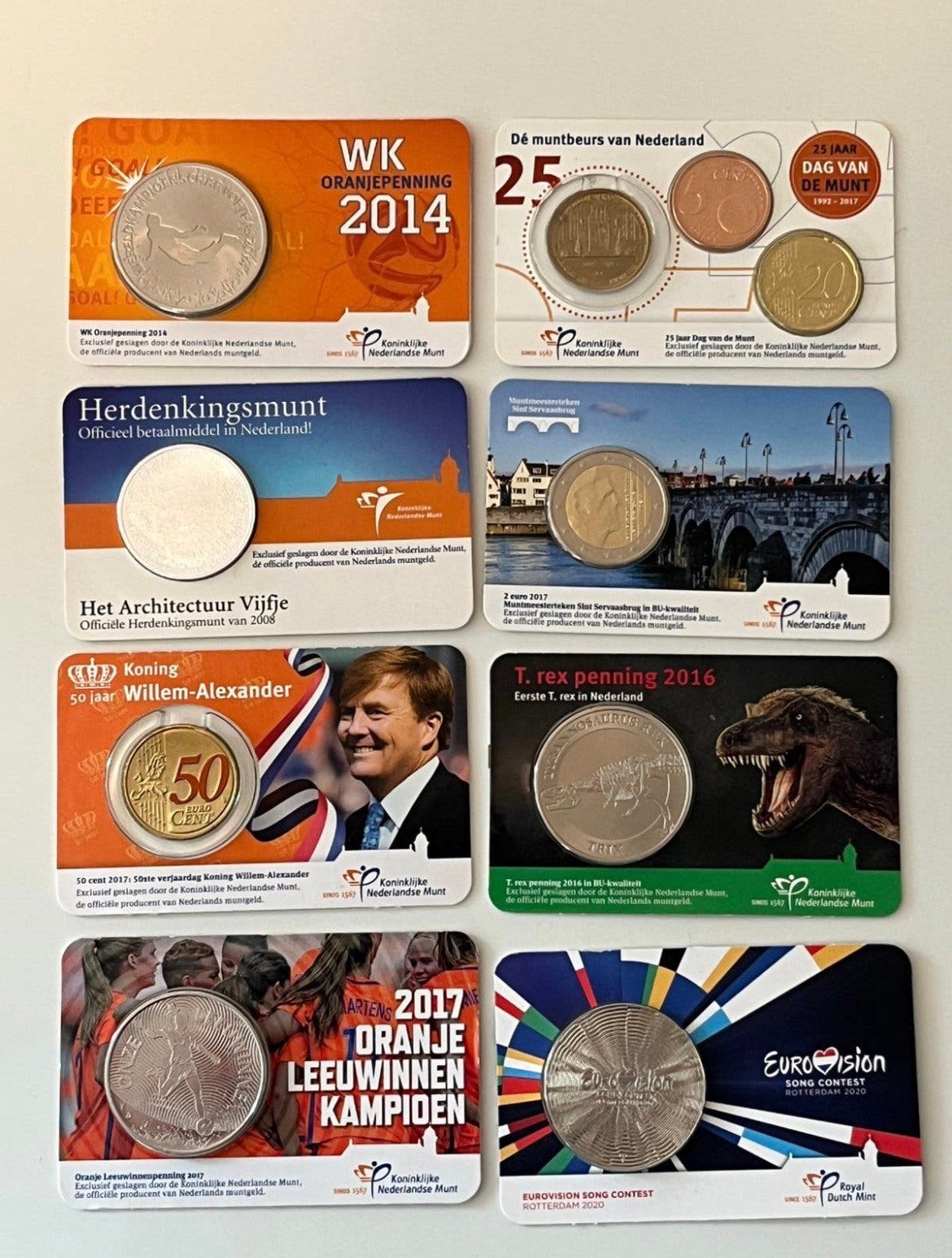 8 verschillende Nederlandse coincards, Verzenden, Koningin Beatrix, Euro's