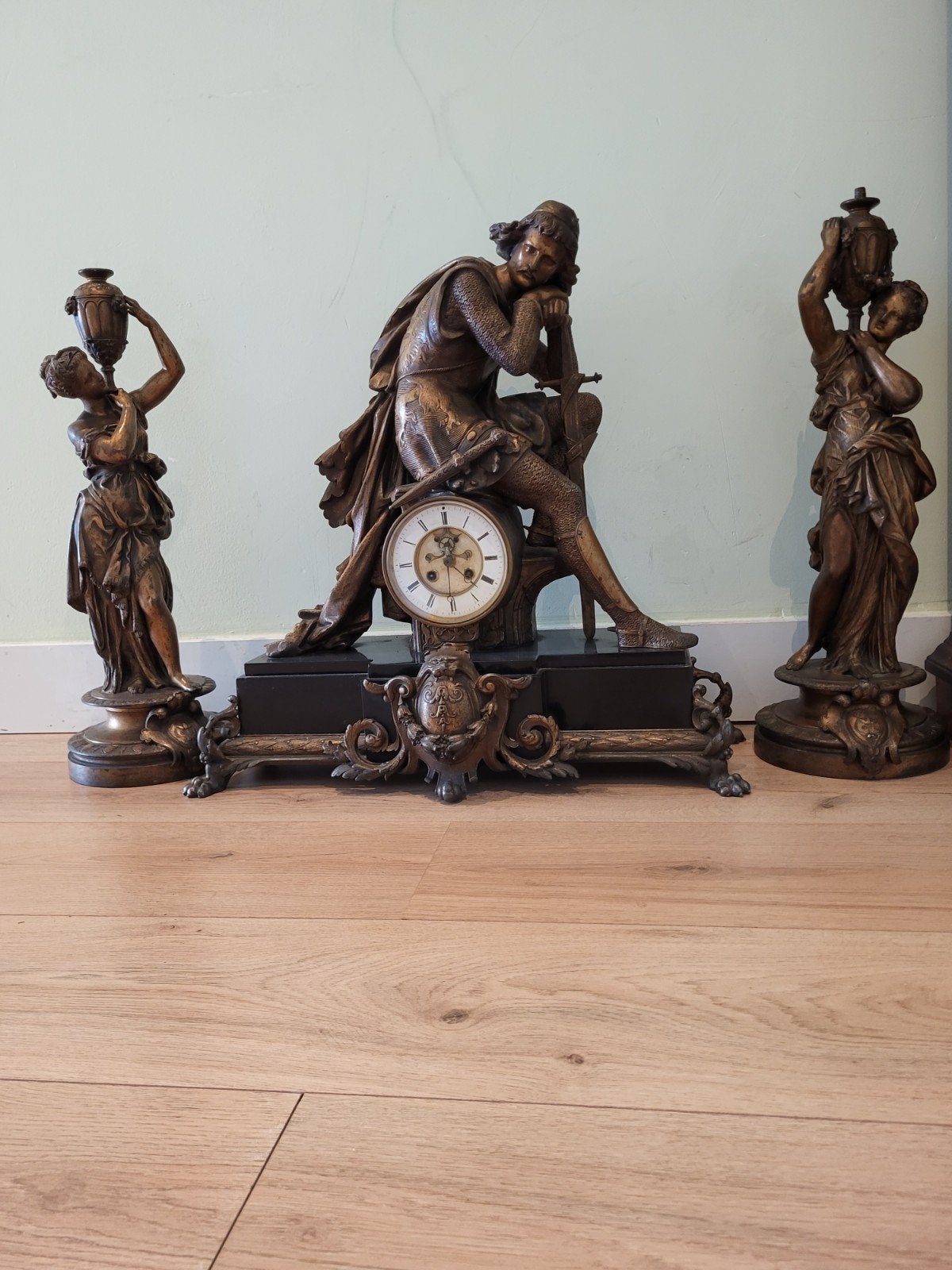 Antieke Franse bronzen pendule, Antiek en Kunst, Ophalen