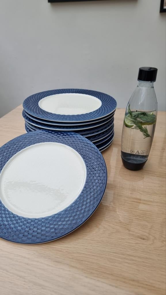 Set van 10 diepe borden, Made in Italy, blauw/wit, Ophalen, Overige stijlen, Bord(en)