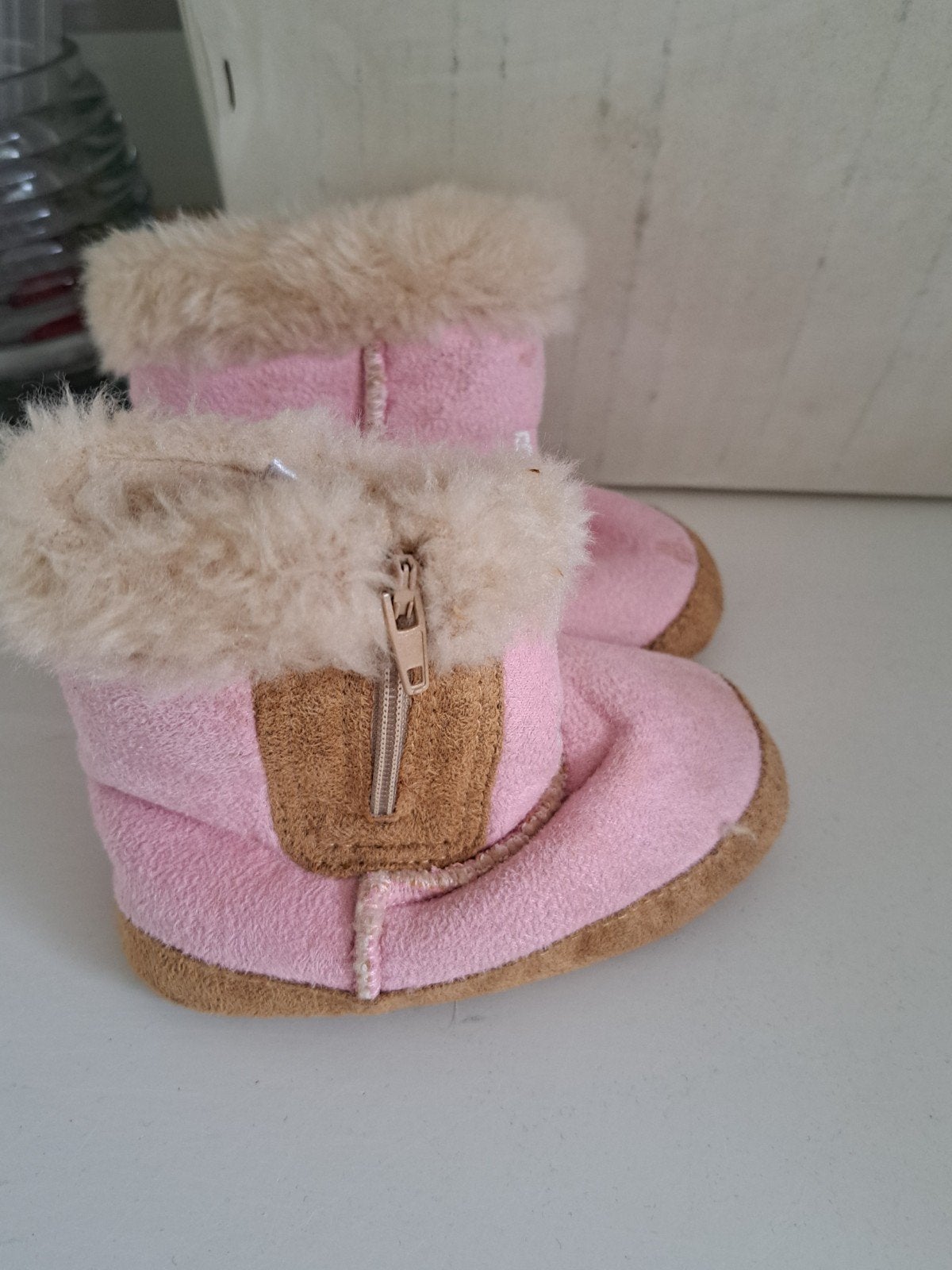 Roze baby laarsjes met bontvoering, Ophalen, Gebruikt, Meisje, Laarzen