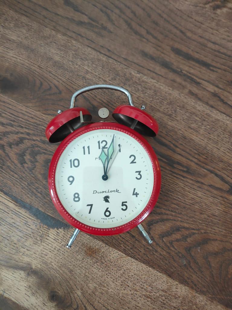 Vintage Ruhla Duoclock bellenwekker - Rood, Ophalen of Verzenden
