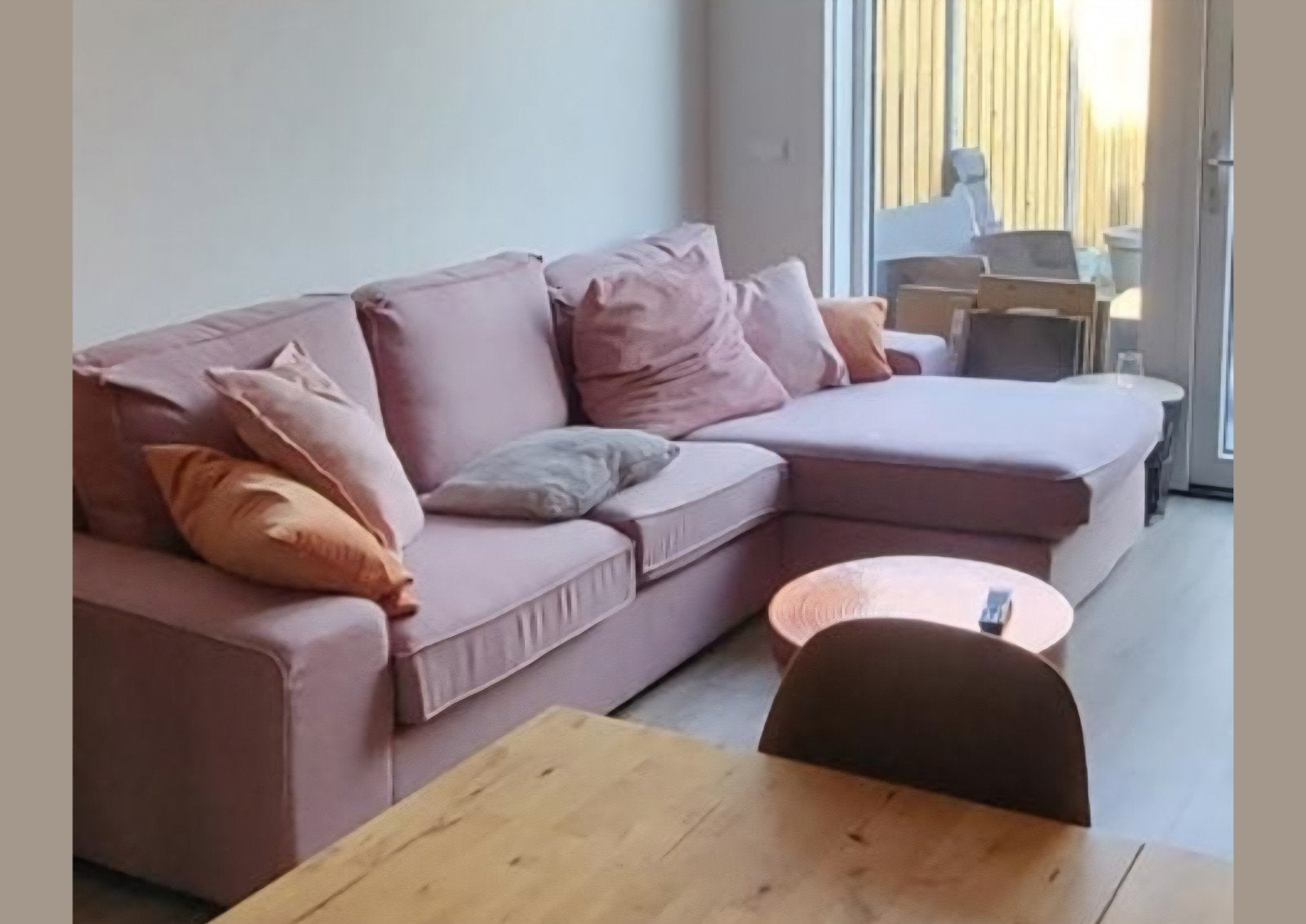 Kivik 2 zits hoes met chaise lounge gunnared oudroze zgan, Ophalen, Zo goed als nieuw, Vierpersoons of meer