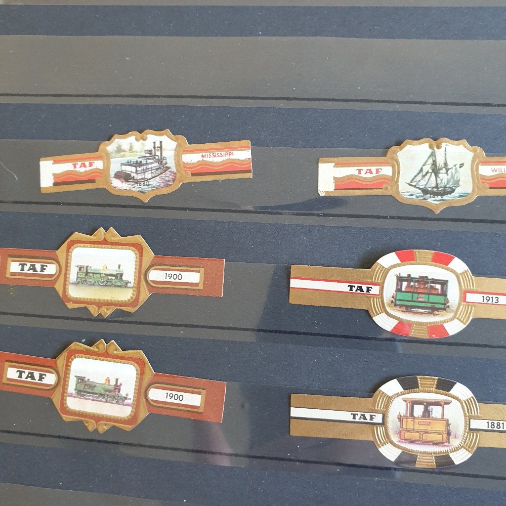 2155 sigarenbandjes taf trein en boot 6 stuks, Verzenden, Sigarenbandjes