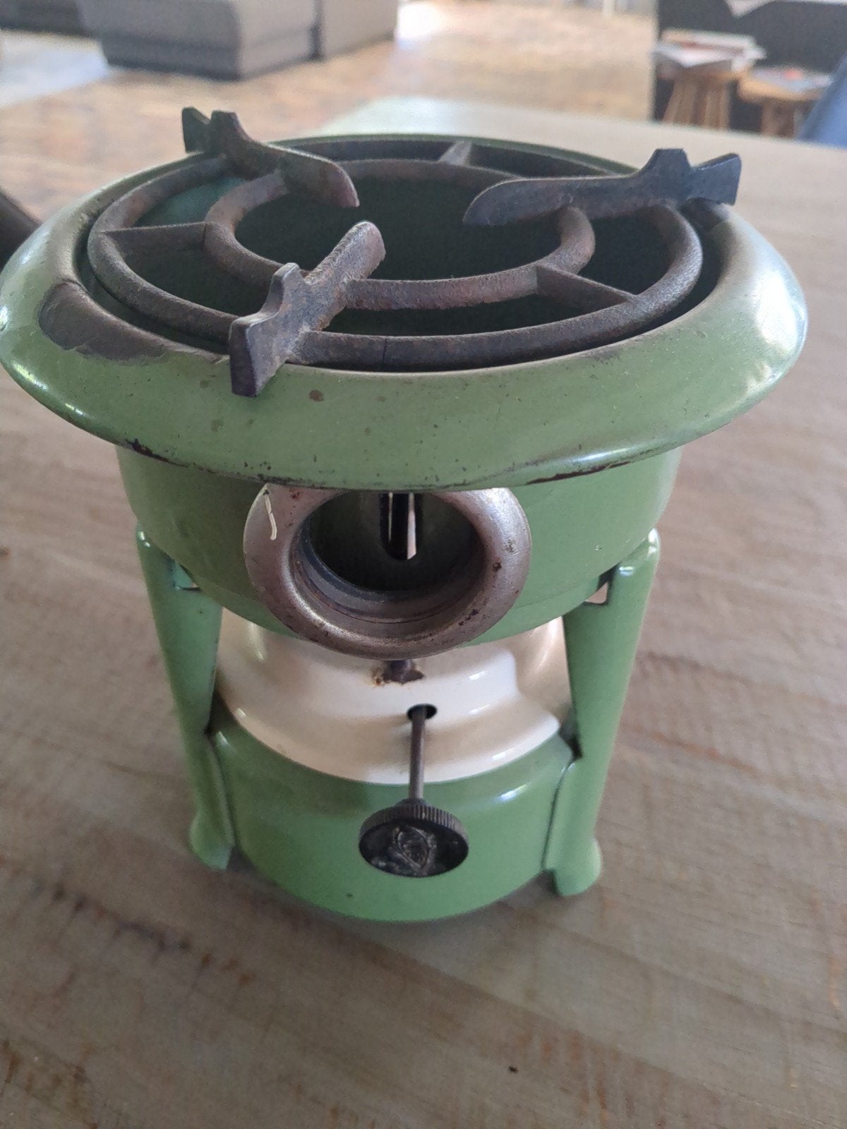 Vintage Petroleumstel - Groen Emaille - Glaasje Ontbreekt, Ophalen of Verzenden