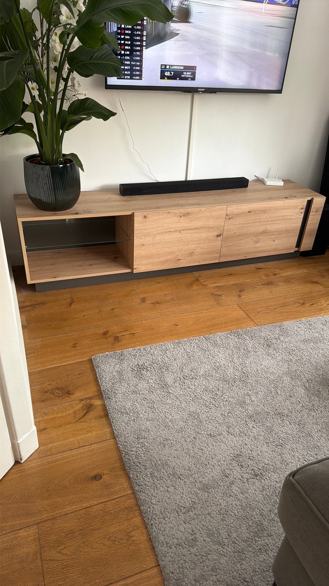 Tv meubel hout, 150 tot 200 cm, Eikenhout, Ophalen of Verzenden, Minder dan 100 cm