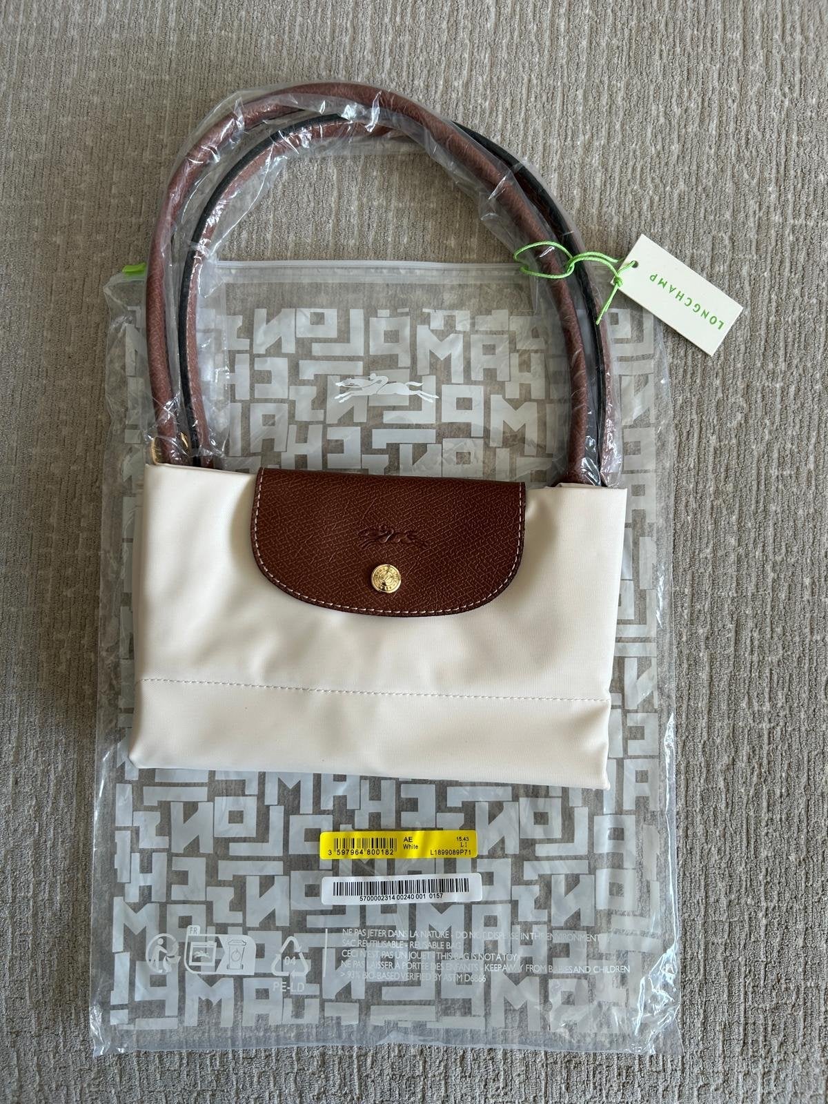 Longchamp Le Pliage Tas Crème - Nieuw (M & L beschikbaar), Ophalen of Verzenden, Nieuw, Wit, Handtas