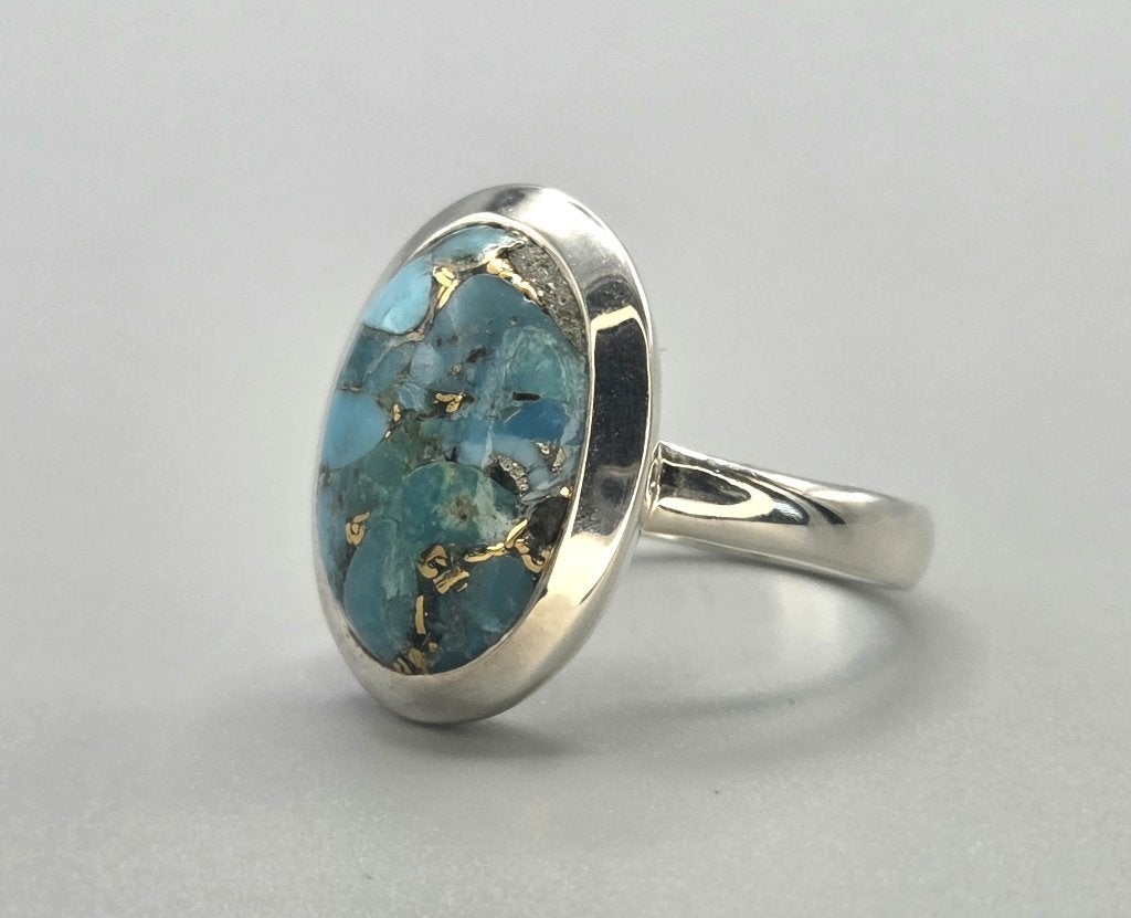 Zilveren ring met edelsteen koper turkooise. 2026/666, Overige kleuren, ., Nieuw, Ophalen of Verzenden