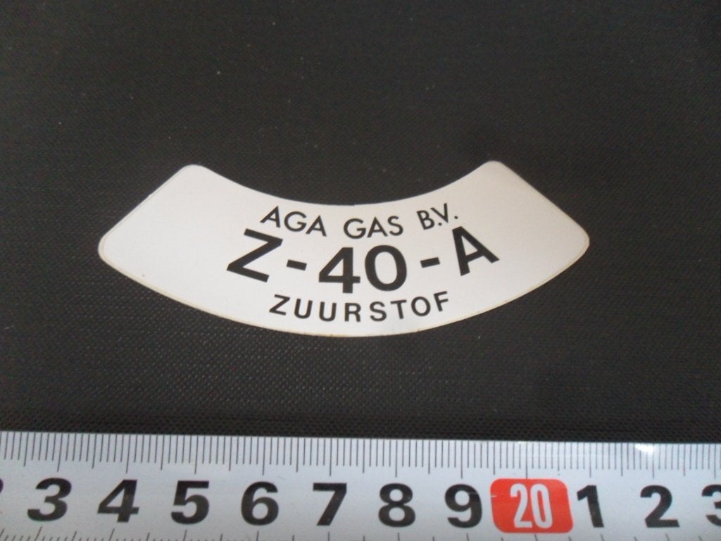 sticker AGA GAS B.V. Z-40-A  Zuurstof, Verzamelen, Ophalen of Verzenden, Zo goed als nieuw