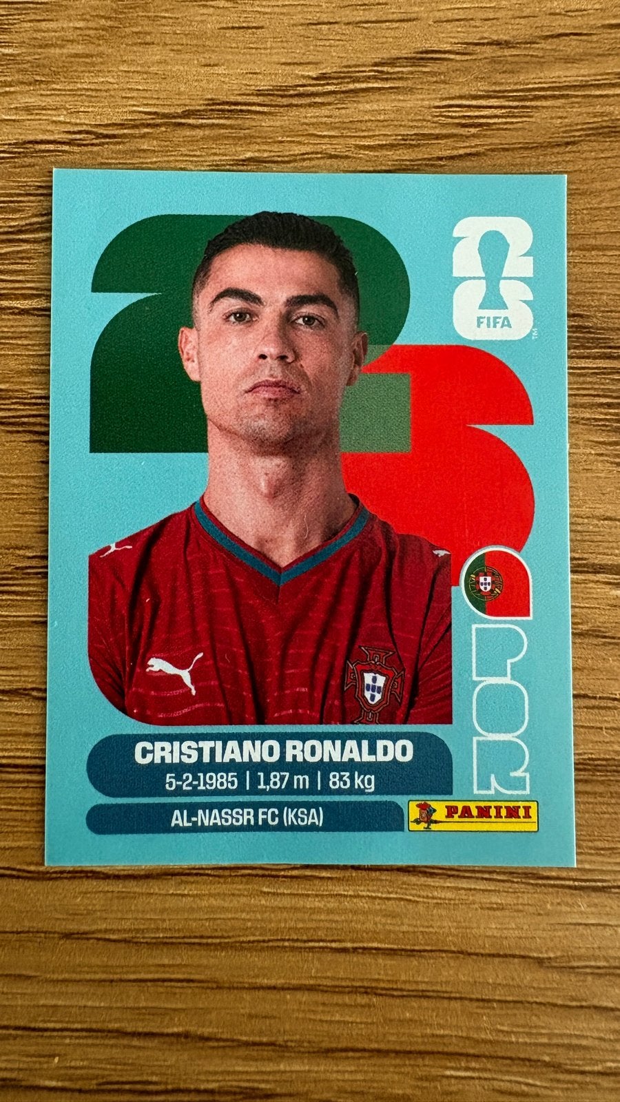 Cristiano Ronaldo Panini FIFA Voetbal, Ophalen of Verzenden, Zo goed als nieuw, Buitenlandse clubs, Spelerskaart