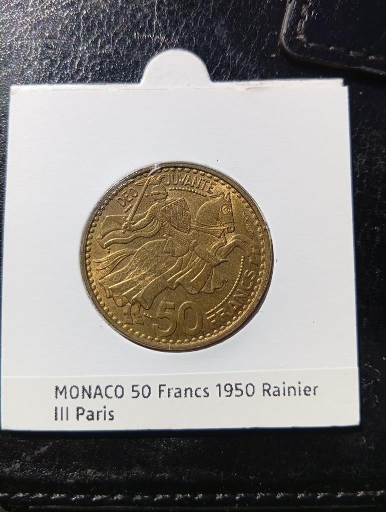 Monaco 50 Francs 1950 Rainier III, Postzegels en Munten, Ophalen of Verzenden, Overige landen, Losse munt