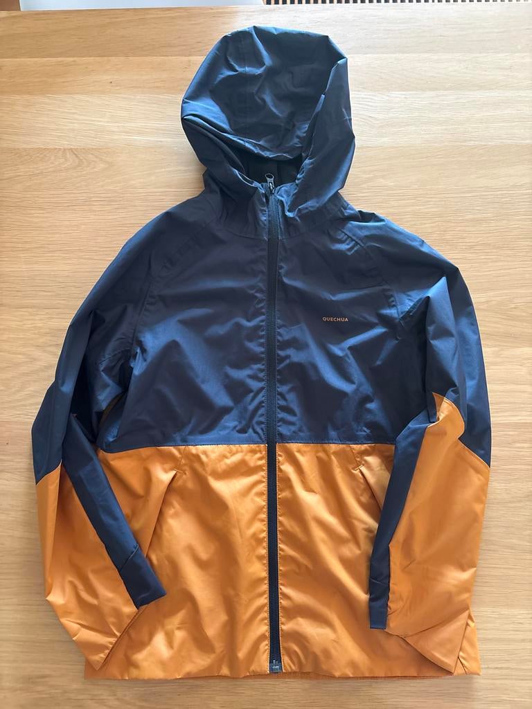 Quechua Kinder Regenjas - Blauw-bruin (Maat 131-140 cm), Ophalen of Verzenden, Zo goed als nieuw, Jongen of Meisje, Jas