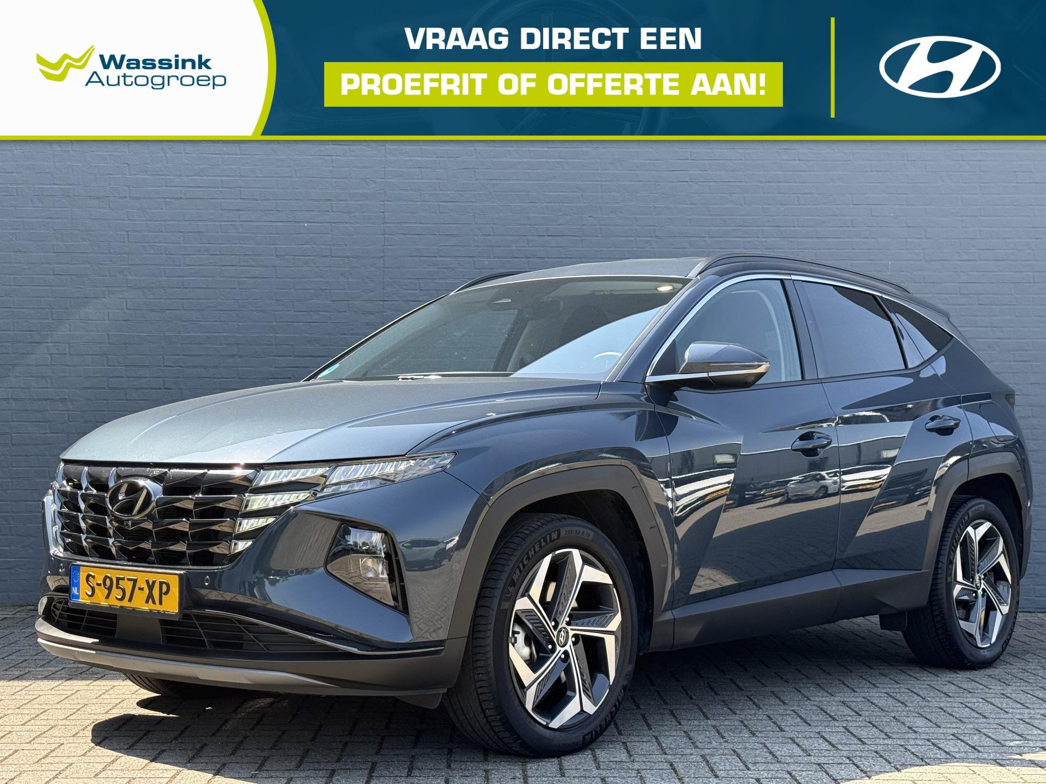 Hyundai Tucson 1.6 T-GDI HEV Premium, Auto's, Euro 6, 4 cilinders, Blauw, 1650 kg