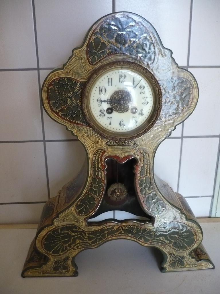 Puntgave unieke grote Rozenburg den Haag plateel pendule, Ophalen of Verzenden
