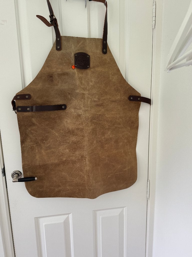 Xapron leren schort, Tuin en Terras, Barbecue-accessoires, Ophalen, Zo goed als nieuw