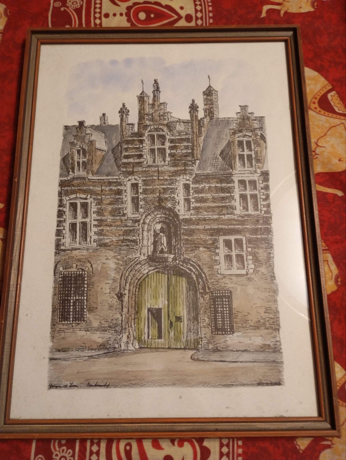 Originele Litho B. Brobbel - Historisch Gebouw, Ingelijst, Ophalen of Verzenden, Landschappen, Lithografie