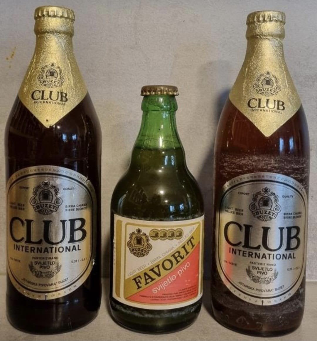3x vintage Buzet, Joegoslavië: Club International & Svijetlo, Ophalen of Verzenden, Zo goed als nieuw, Flesje(s), Overige merken