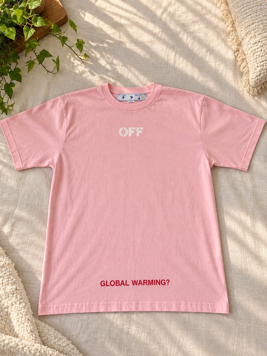 Off-White Global Warming T-shirt Roze Maat L, Maat 42/44 (L), Nieuw, Ophalen of Verzenden, Korte mouw