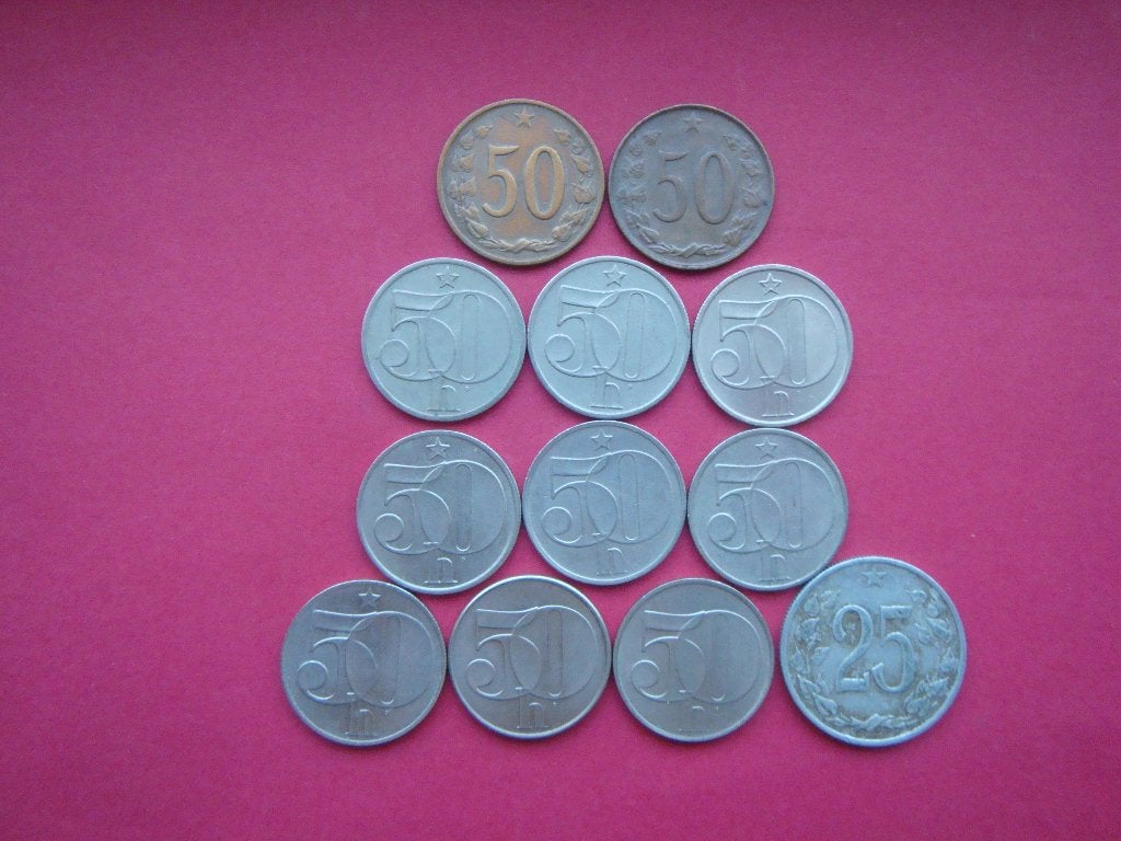 Kavel Tsjecho-Slowakije setje 25 en 50 Haleru 1962 / 1992., Verzenden, Overige landen, Setje
