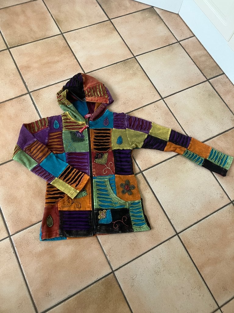 Laxman Collectie Patchwork Hippie Hoodie Jas, maatje S-M, Maat 38/40 (M), Laxman Collectie, Meerkleurig, Ophalen of Verzenden