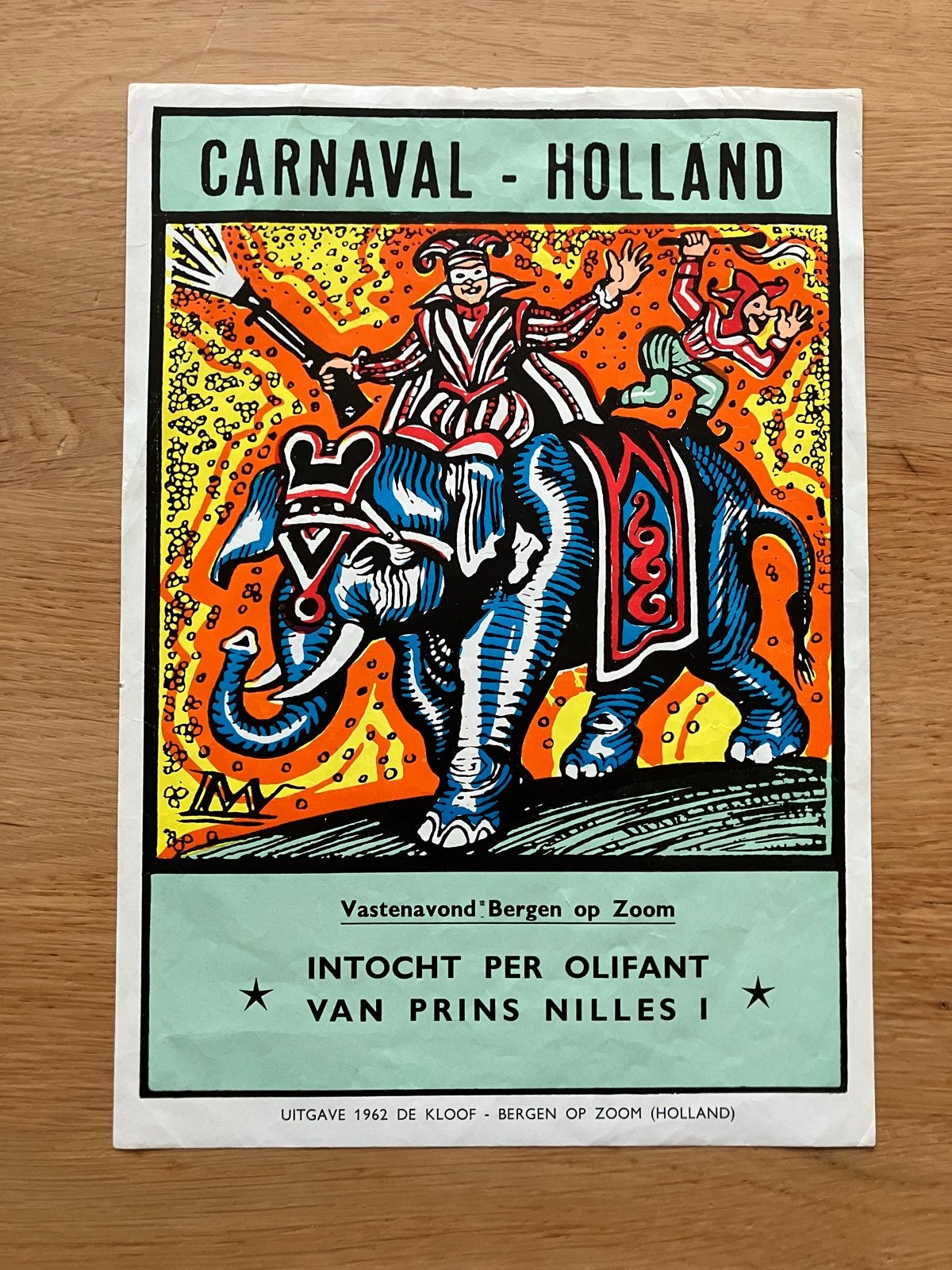 Carnaval Holland 1962 - Intocht Prins Nilles I Olifant, Ophalen, A4 of kleiner, Overige onderwerpen, Rechthoekig Staand