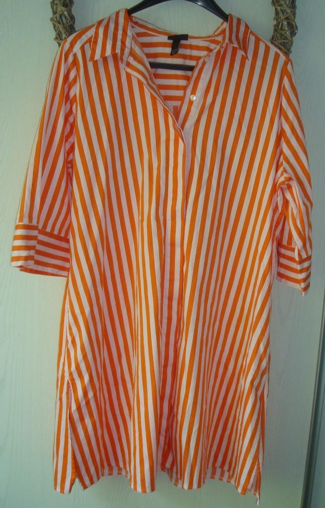 Maat 46/48 tuniek ULLA POPKEN gestreepte oranje/ roze SUPER!, Maat 46/48 (XL) of groter, Ophalen of Verzenden, Zo goed als nieuw