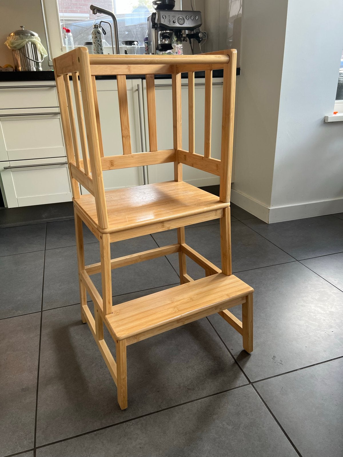 Houten meegroeistoel/keukenhulp voor kinderen, Ophalen, Zo goed als nieuw, Meegroeistoel