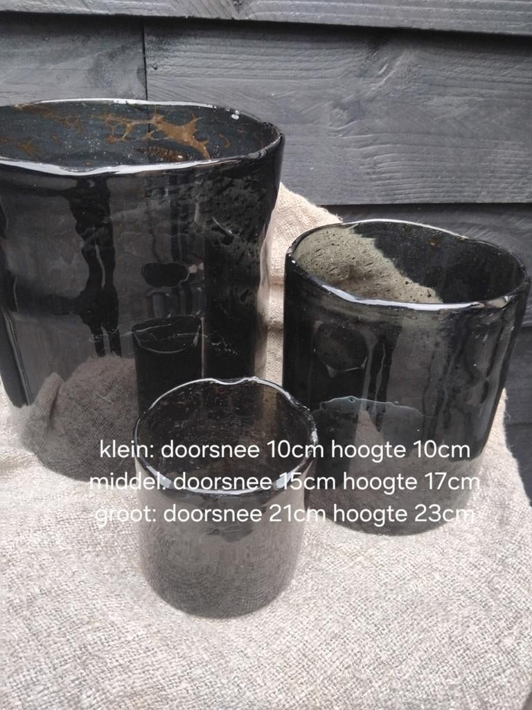 Bubble windlichten black stoer en sober, Rond, Ophalen of Verzenden, Zo goed als nieuw, Minder dan 40 cm