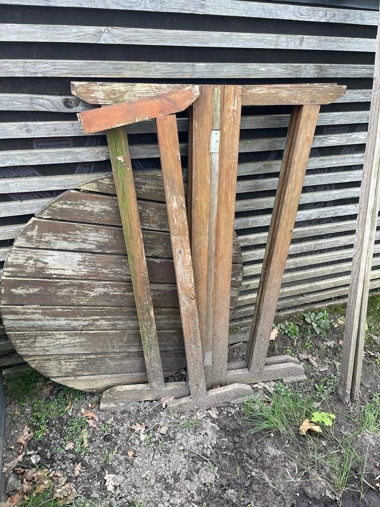 Rustieke houten statafel - Handgemaakt retro design, Huis en Inrichting, Tafels | Statafels, Ophalen, Gebruikt