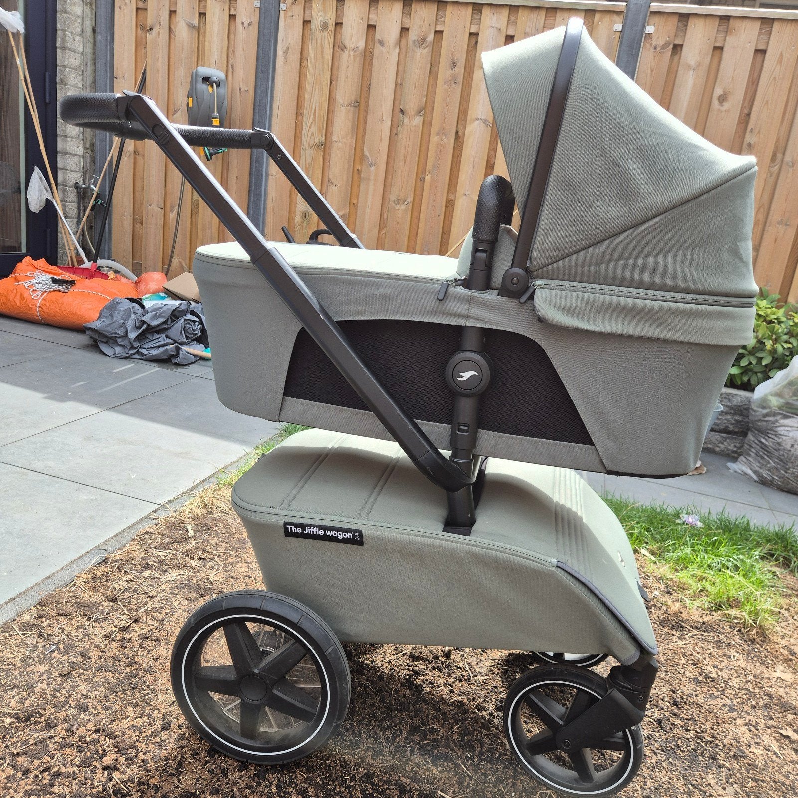 The Jiffle Wagon 2 6-in1 Duo-wagen + Reiswieg, Zitje en meer, Gebruikt, Duowagen, Combiwagen, Ophalen