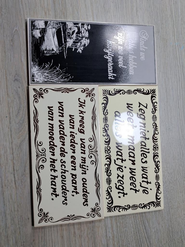 Tegeltjes met spreuken - Set van 3, Antiek en Kunst, Antiek | Wandborden en Tegels, Ophalen of Verzenden
