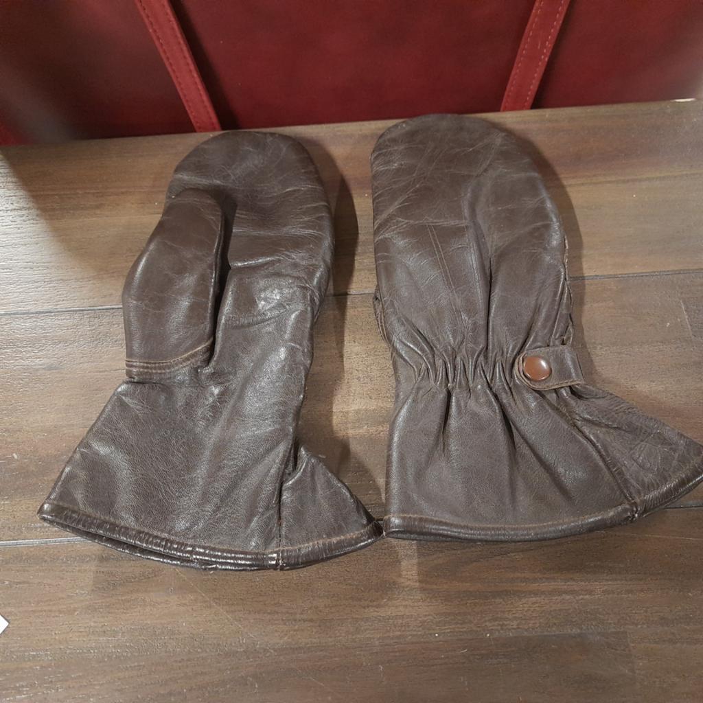 Vintage Leren motorhandscoenen - Bruin, Ophalen of Verzenden, Tweedehands, Heren