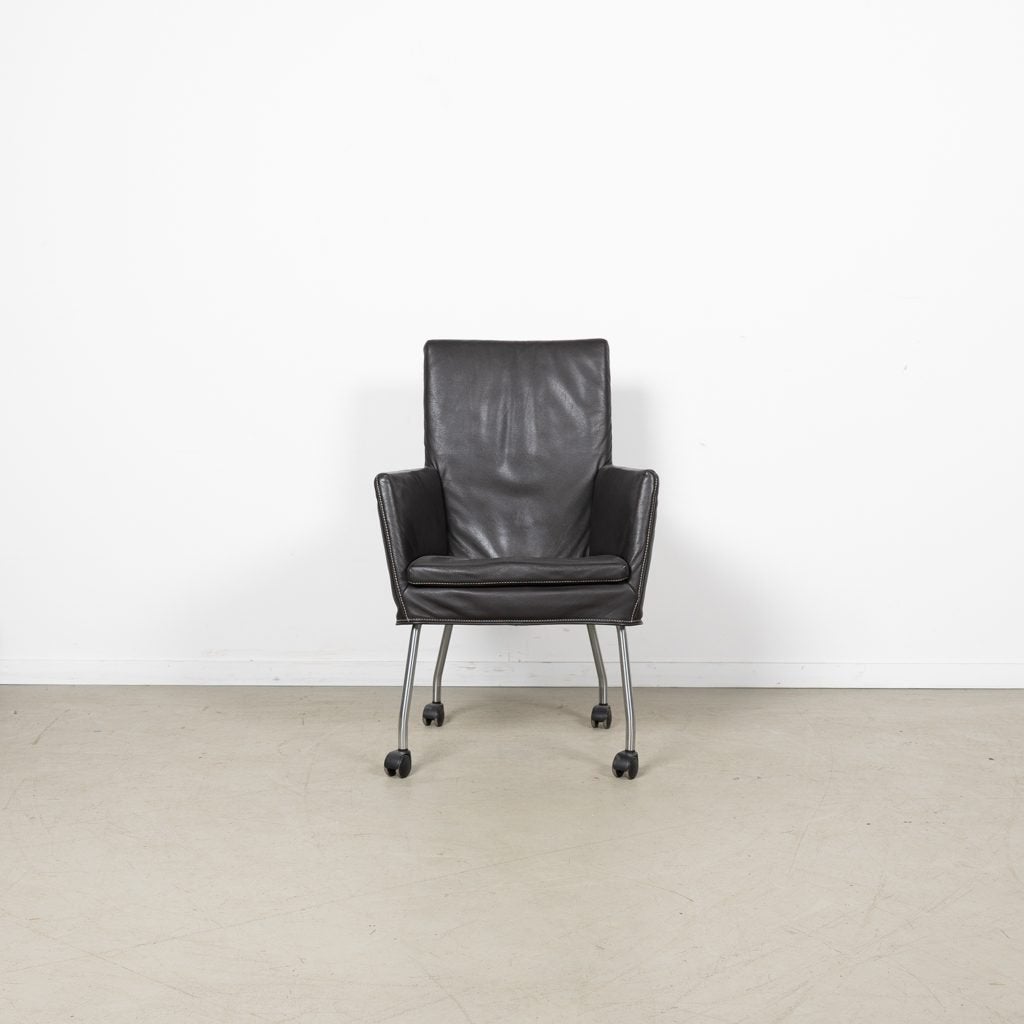 Label Donna Rock Stoel Bruin Leer – Chroom, Huis en Inrichting, Label, Zo goed als nieuw, Niet ingevuld, Niet ingevuld