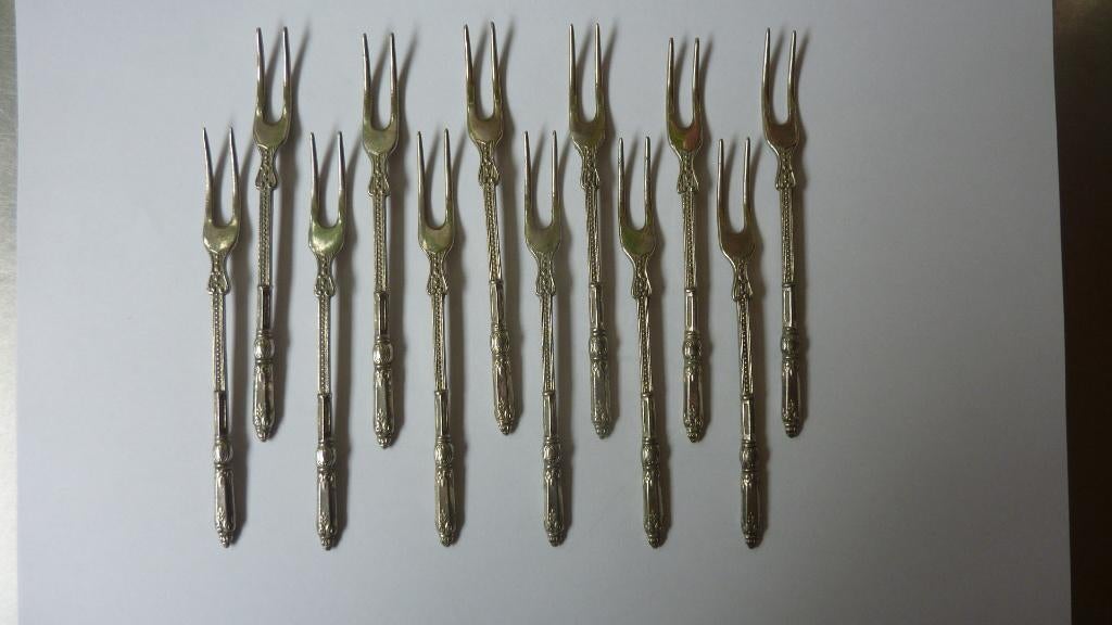 12 vintage zuurvorkjes, Antiek en Kunst, Curiosa en Brocante, Ophalen of Verzenden