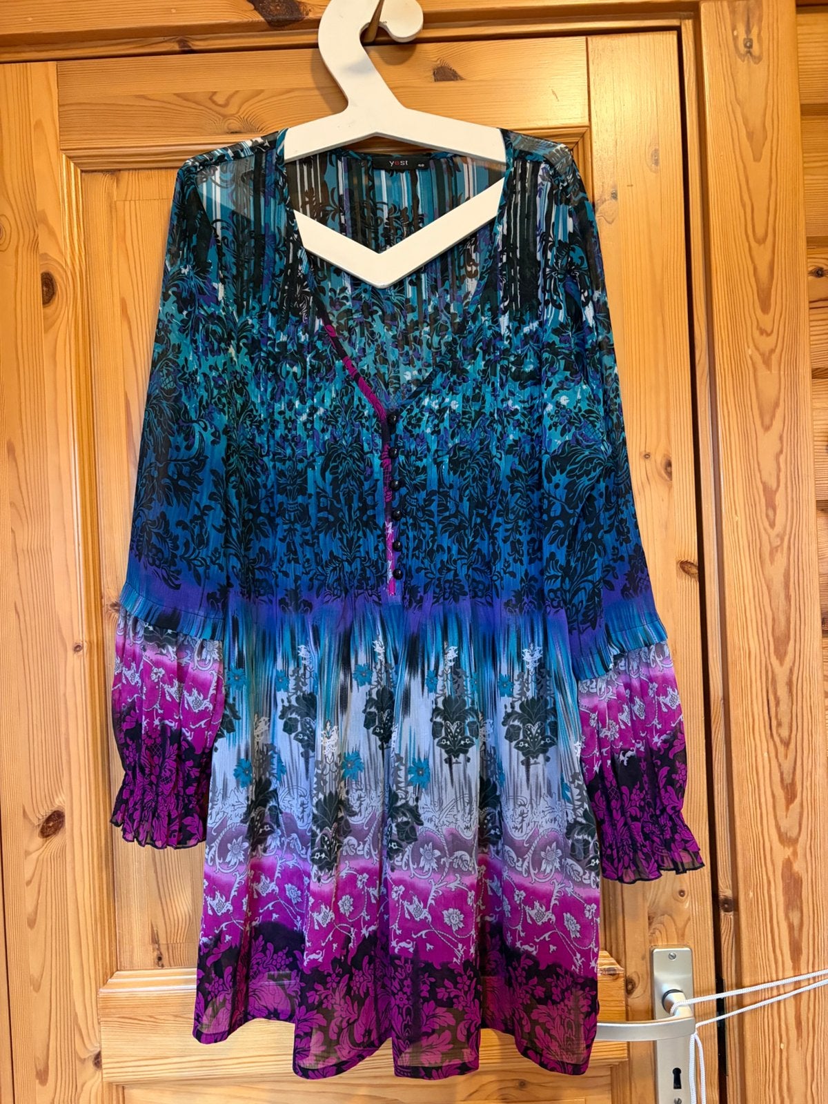 Top jurk blauq azuur Yest 48 oto 61 lengte 88, Kleding | Dames, Ophalen of Verzenden, Zo goed als nieuw, Blauw, Blouse of Tuniek