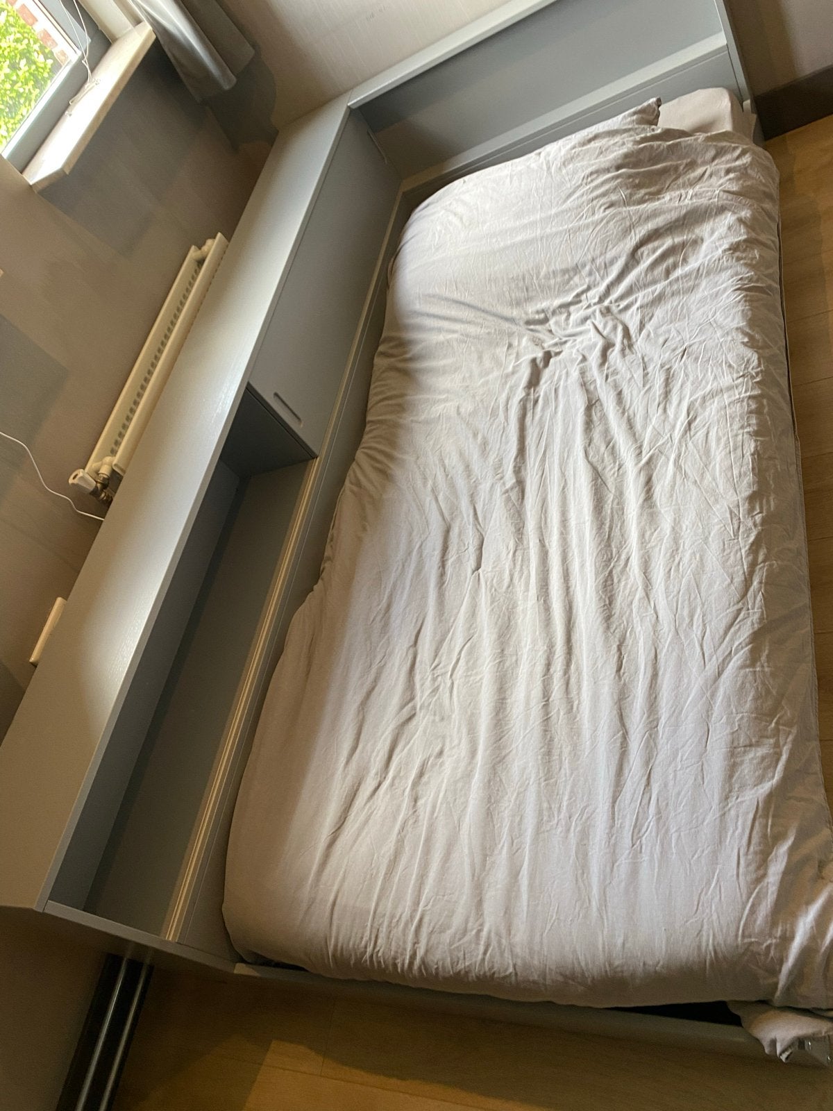 Woood eenpersoonsbed met opbergruimte, Gebruikt, 90 cm, Eenpersoons, Ophalen of Verzenden