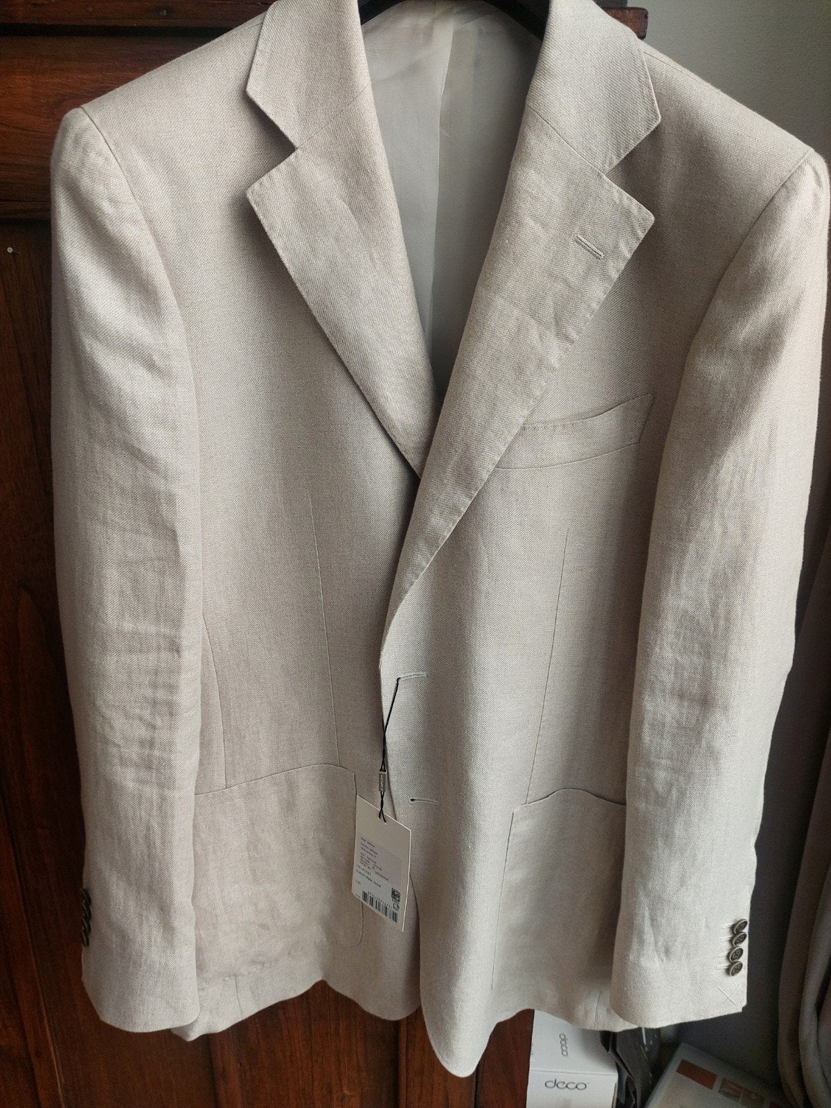 Suitsupply Custom Made Linnen Jasje - Nieuw, Ophalen, Maat 52/54 (L), Beige, Nieuw