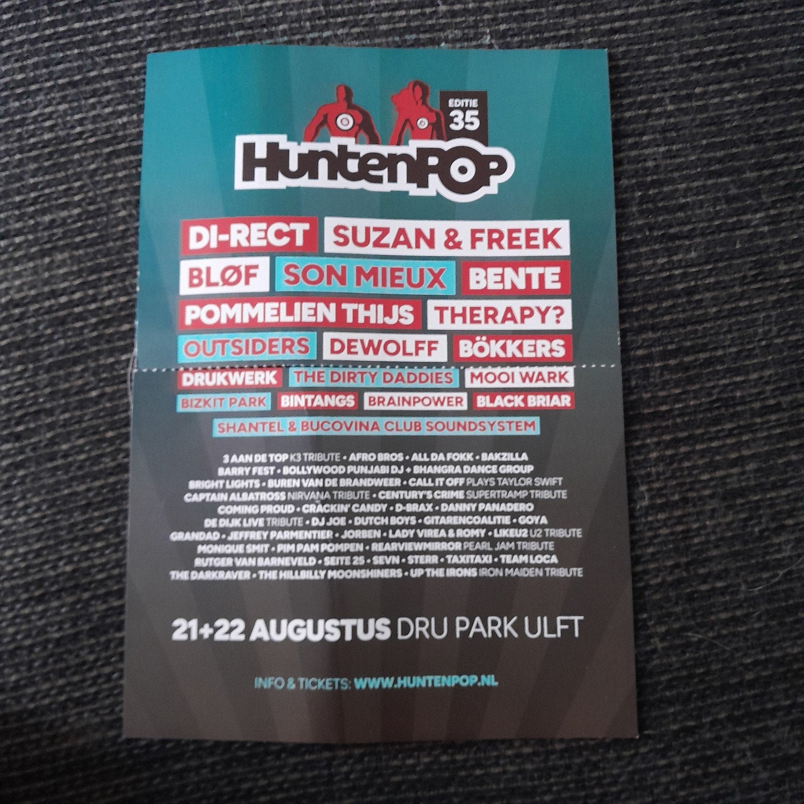 2 tickets Huntenpop vrijdag, Twee personen, Augustus