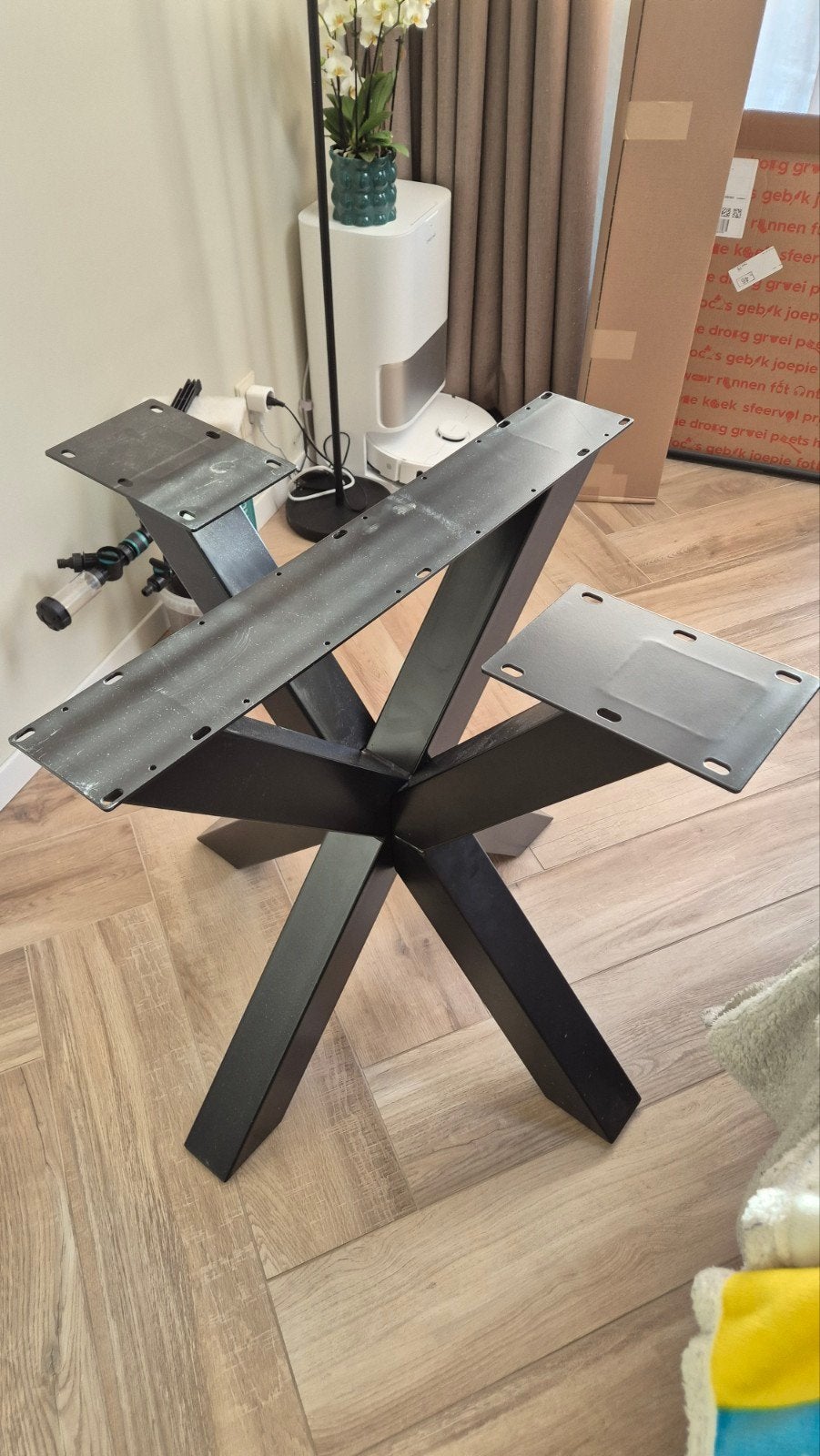 Stalen X-poot Matrix Tafelonderstel Zwart, Ophalen, Tafelpoot, 50 tot 100 cm, Industrieel, Modern