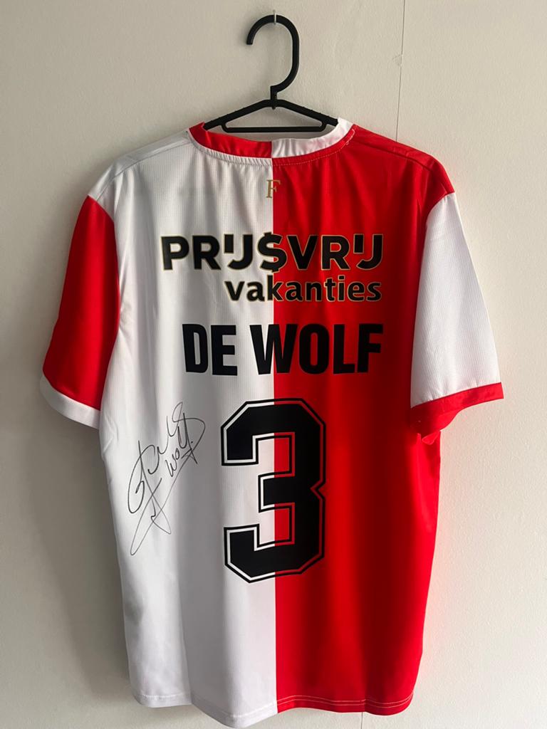 Gesigneerd John de Wolf feyenoord shirt, Ophalen of Verzenden, Zo goed als nieuw, Feyenoord, Shirt
