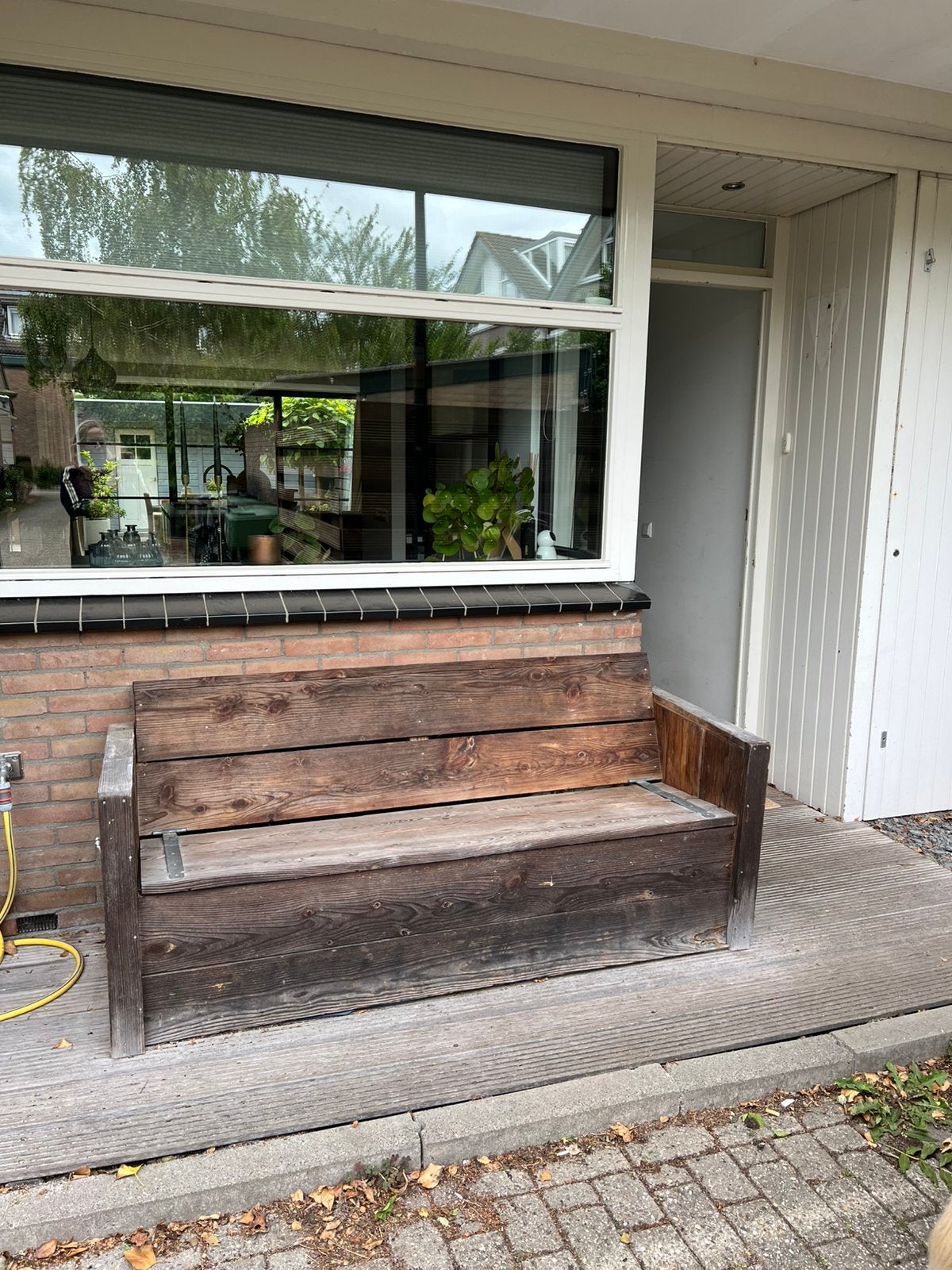 Gratis ophalen!! Houten bankje., Tuin en Terras, Tuinbanken, Ophalen, Gebruikt, Hout