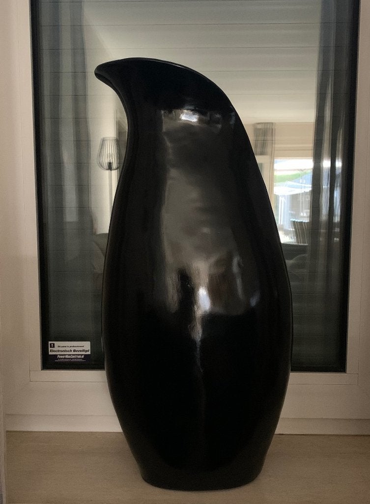 Drie zwarte hoogglans vazen, Ophalen, Zo goed als nieuw, Steen/keramiek, 63 cm