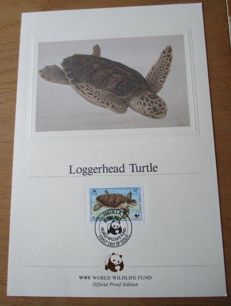 Anguilla, Zeeschildpadden, serie Art Edition, Verzenden, Gestempeld, Dier of Natuur