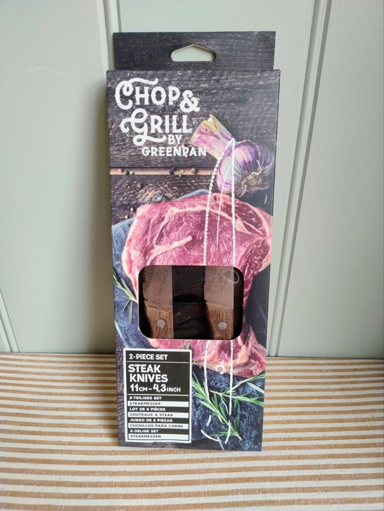 Nieuw! Set 2x chop & grill steakmes Greenpan, Ophalen of Verzenden, Nieuw, Rvs of Chroom, Vaatwasserbestendig