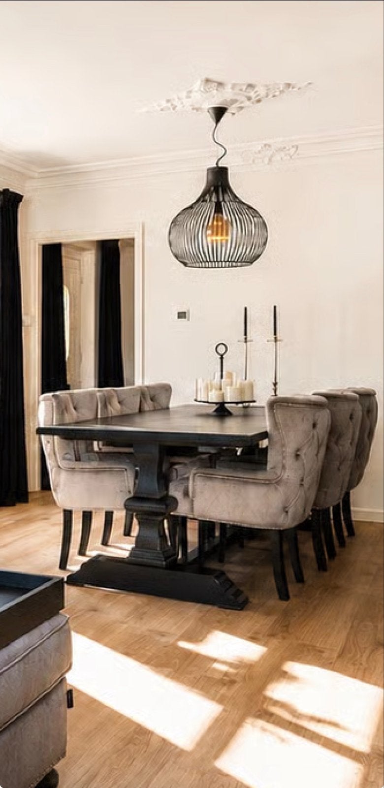 Zwarte eiken kloostertafel - 260 x 100 cm, Huis en Inrichting, Ophalen, Gebruikt, 100 tot 150 cm, Eikenhout