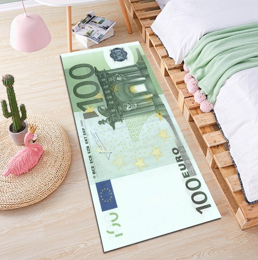 100 Euro Biljet Vloerkleed / Kleed Loper Vloermat Mat Geld, Verzenden, Nieuw, 50 tot 100 cm, 150 tot 200 cm