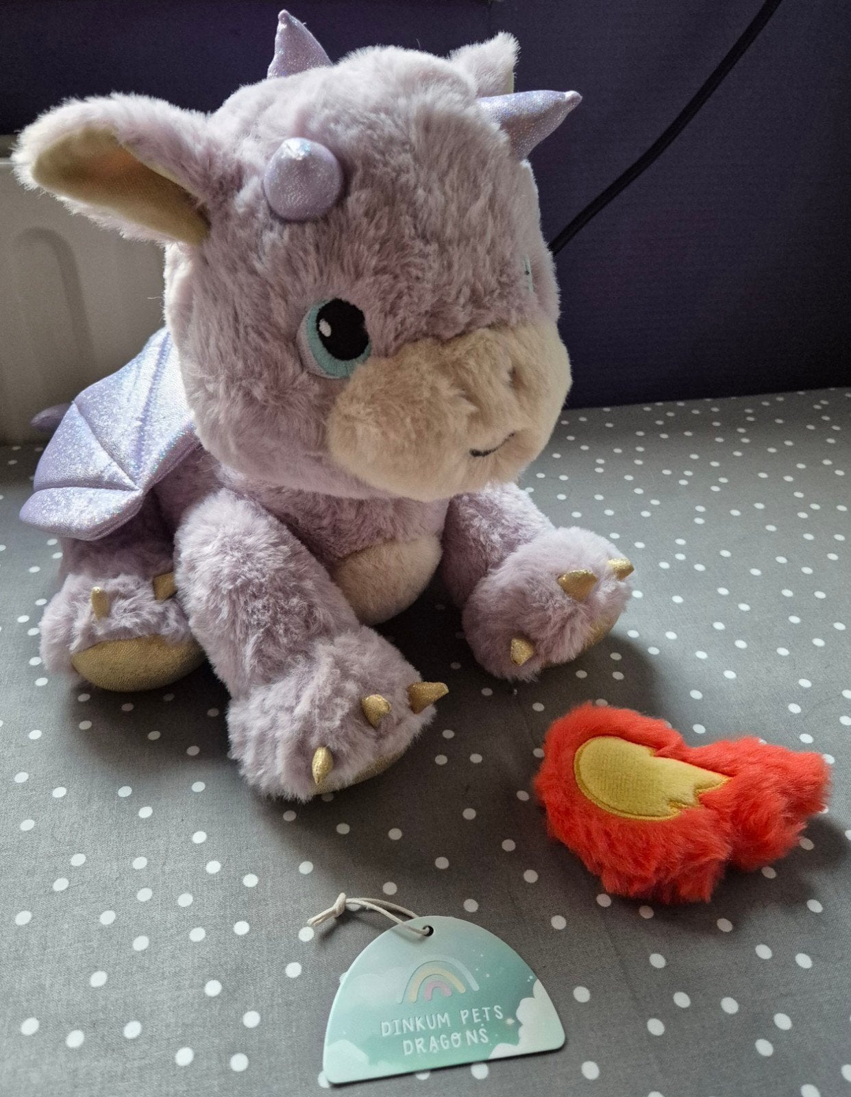 olli ella dinkum pets knuffel draak Flare NIEUWSTAAT!, Paars, Overige merken, Overige karakters, Overige typen