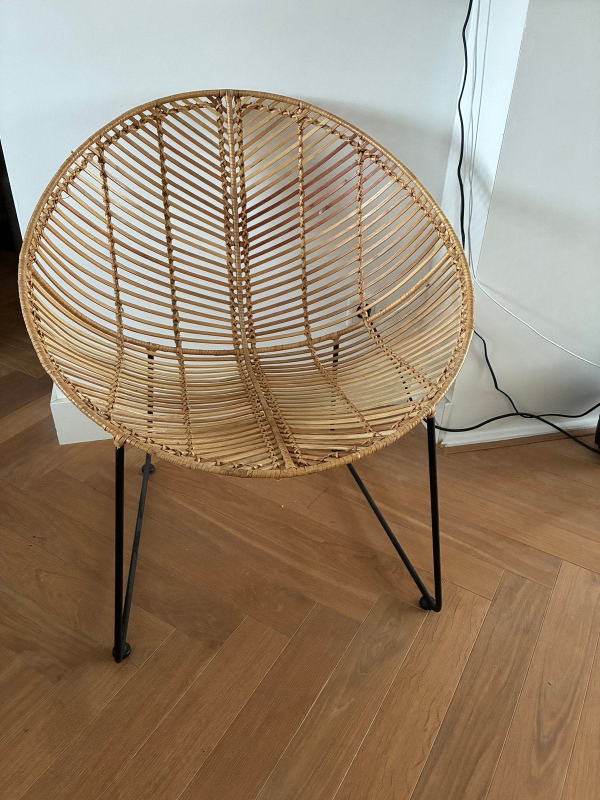 Rotan kuipstoel, Bruin, Riet of Rotan, Ophalen of Verzenden, Zo goed als nieuw